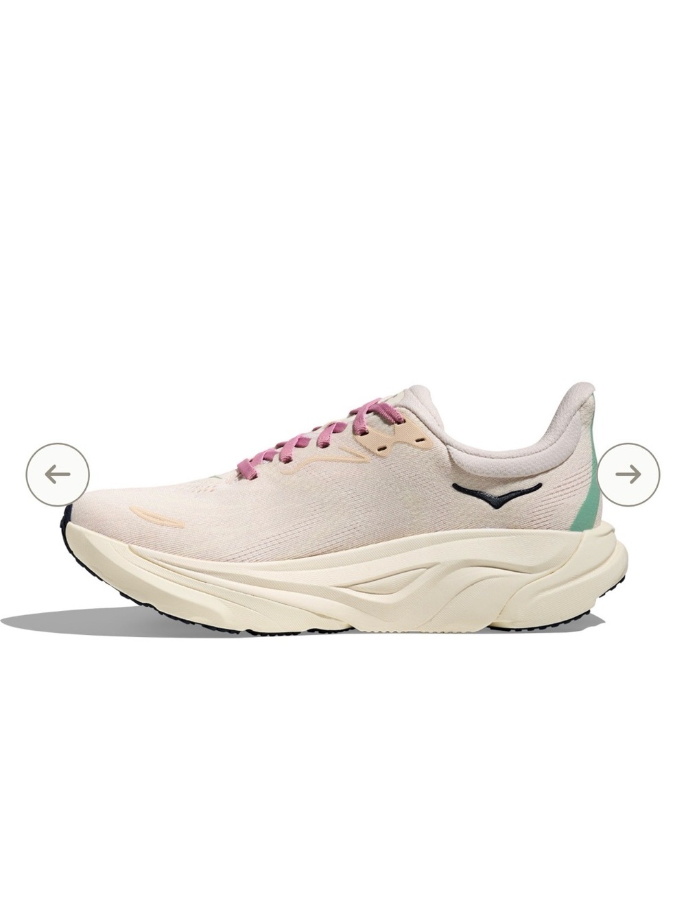 Hoka Arahi 8 Women's Running Shoes — Pale Pink with Mint & Dark Logo - Picture 2 of 11